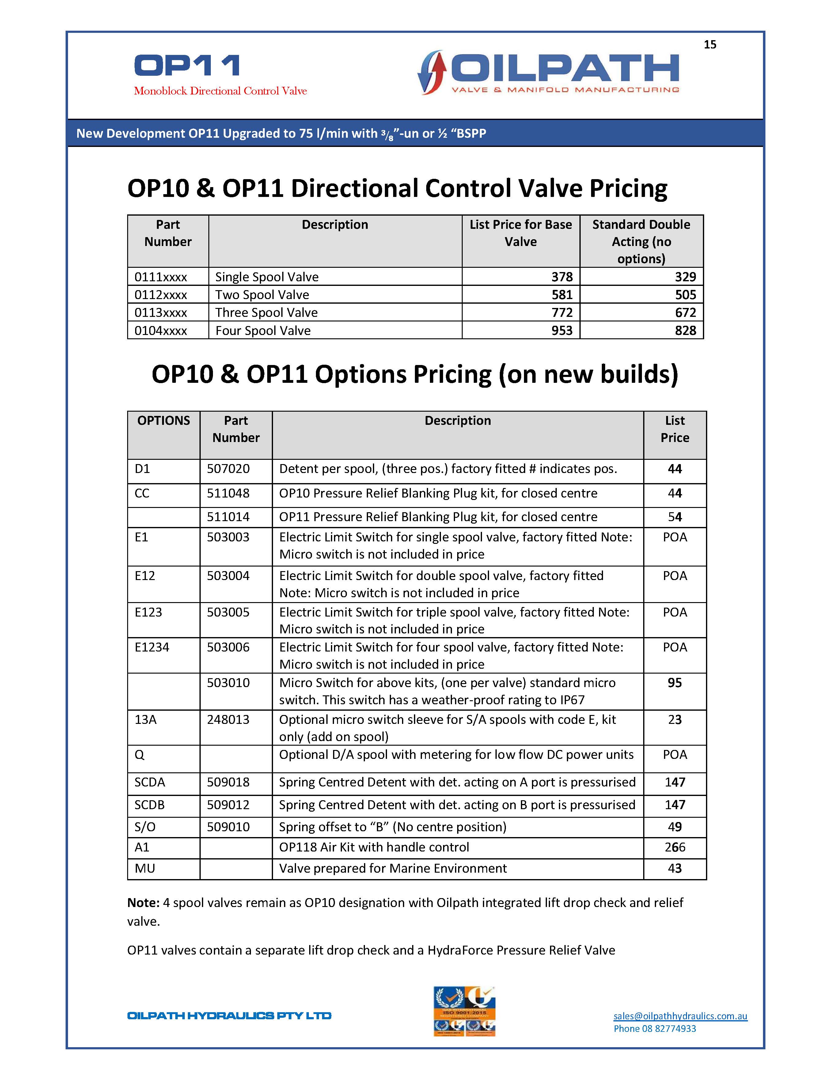 Oilpath Hydraulics Hydraulic Manifolds, Hydraulic Control Valves, and